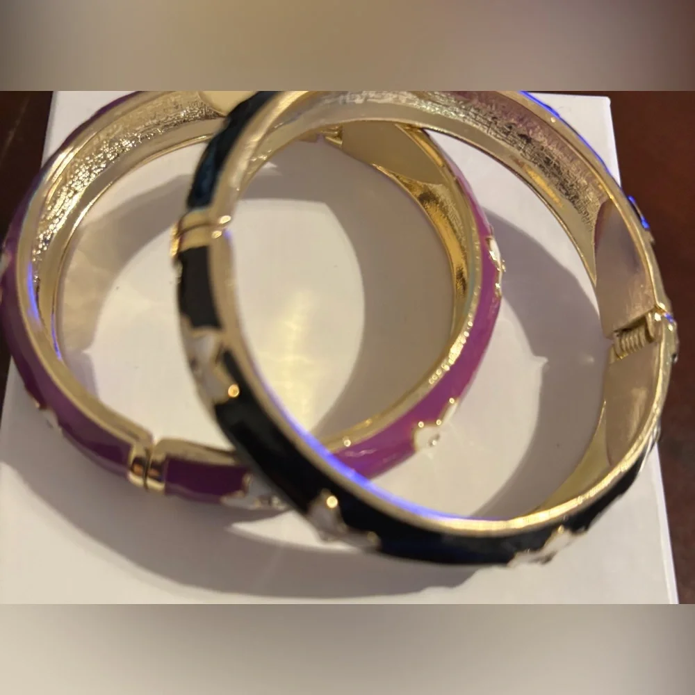 Elegant Black and Purple Floral Bangles